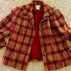 Women’s tweed multicolor dressy yet casual jacket. Chadwicks. With two pockets.